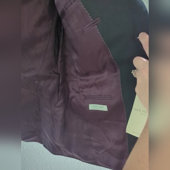 Jack Victor Super 100's  Napoli Black 100% Wool Blazer Sport Coat Jacket 42R - Picture 6 of 8